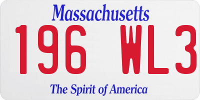 MA license plate 196WL3