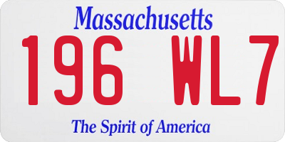 MA license plate 196WL7