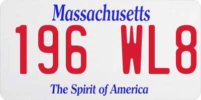 MA license plate 196WL8