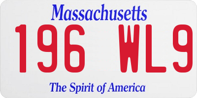 MA license plate 196WL9