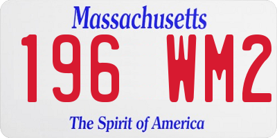 MA license plate 196WM2