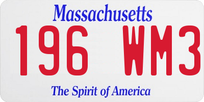 MA license plate 196WM3