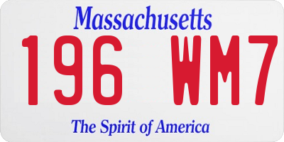 MA license plate 196WM7