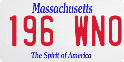 MA license plate 196WN0