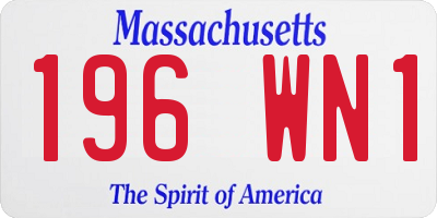 MA license plate 196WN1