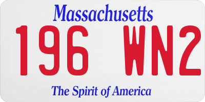 MA license plate 196WN2