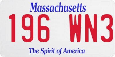 MA license plate 196WN3