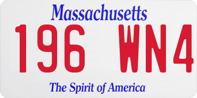 MA license plate 196WN4