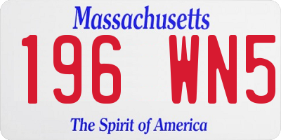 MA license plate 196WN5
