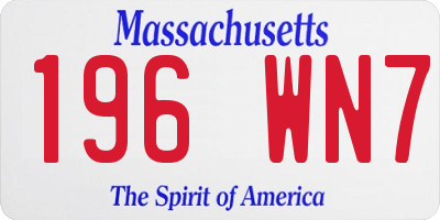 MA license plate 196WN7