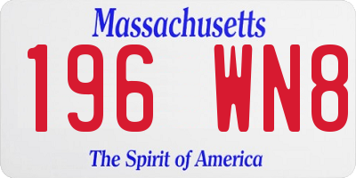 MA license plate 196WN8