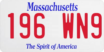 MA license plate 196WN9