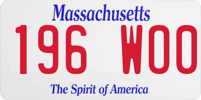 MA license plate 196WO0