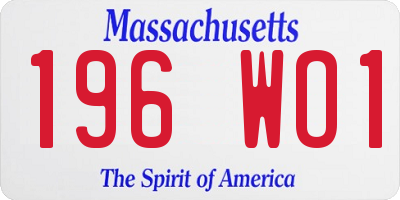 MA license plate 196WO1