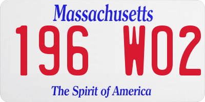 MA license plate 196WO2