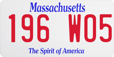 MA license plate 196WO5