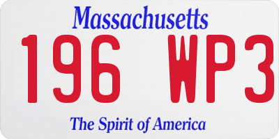 MA license plate 196WP3