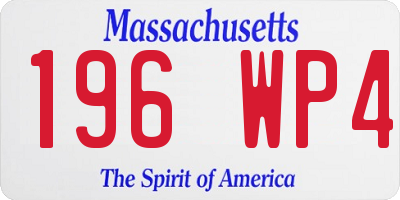 MA license plate 196WP4