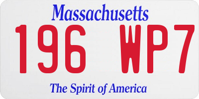 MA license plate 196WP7