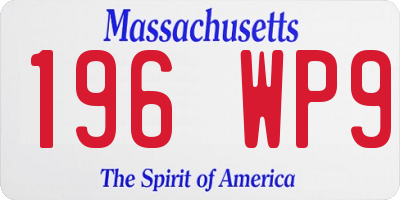 MA license plate 196WP9