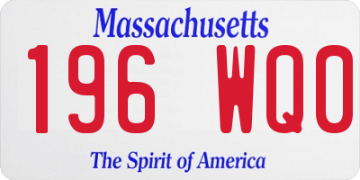 MA license plate 196WQ0