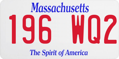 MA license plate 196WQ2