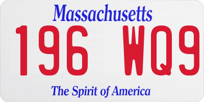 MA license plate 196WQ9