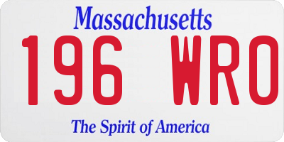 MA license plate 196WR0
