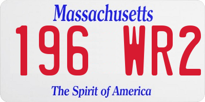 MA license plate 196WR2