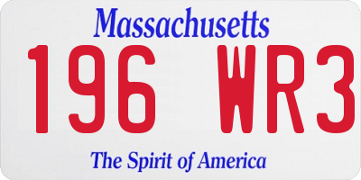 MA license plate 196WR3