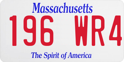 MA license plate 196WR4