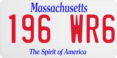 MA license plate 196WR6