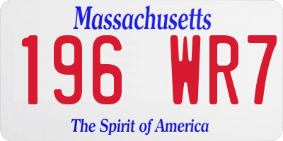 MA license plate 196WR7