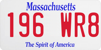 MA license plate 196WR8