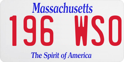 MA license plate 196WS0