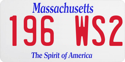 MA license plate 196WS2