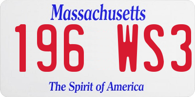 MA license plate 196WS3