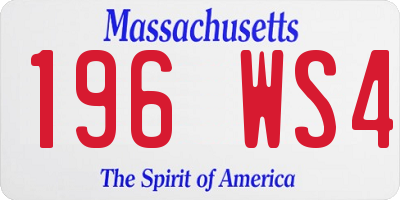 MA license plate 196WS4