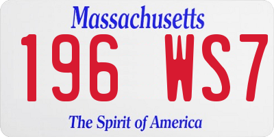 MA license plate 196WS7