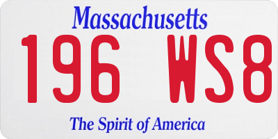 MA license plate 196WS8
