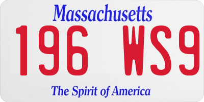 MA license plate 196WS9