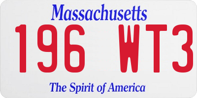 MA license plate 196WT3