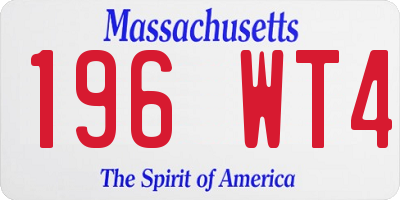 MA license plate 196WT4
