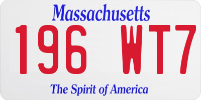 MA license plate 196WT7
