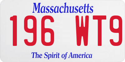 MA license plate 196WT9