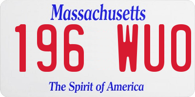 MA license plate 196WU0