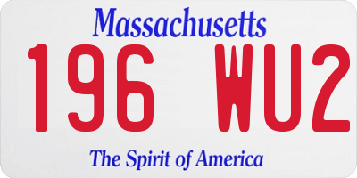 MA license plate 196WU2