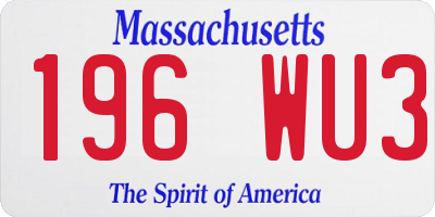 MA license plate 196WU3