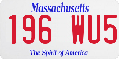MA license plate 196WU5