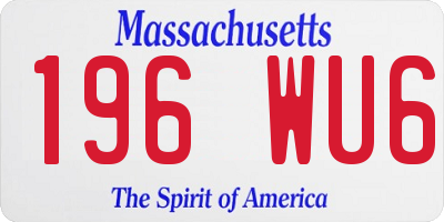MA license plate 196WU6